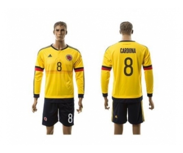 Colombia #8 Cardona Home Long Sleeves Soccer Country Jersey