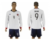 Colombia #9 Falcao Away Long Sleeves Soccer Country Jersey