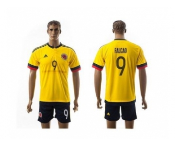 Colombia #9 Falcao Home Soccer Country Jersey