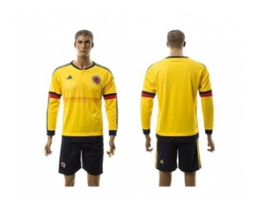 Colombia Blank Home Long Sleeves Soccer Country Jersey