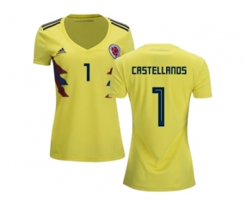 Women Colombia #1 Castellanos Home Soccer Country Jersey