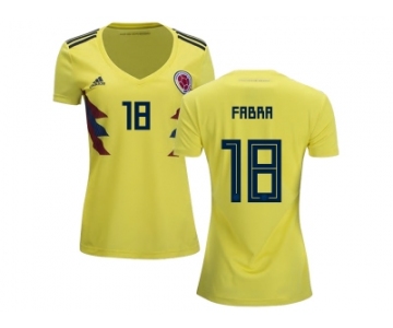 Women Colombia #18 Fabra Home Soccer Country Jersey