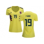 Women Colombia #19 F.Diaz Home Soccer Country Jersey