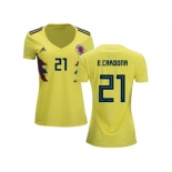 Women Colombia #21 E.Cardona Home Soccer Country Jersey