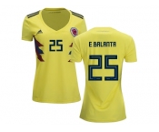 Women Colombia #25 E.Balanta Home Soccer Country Jersey