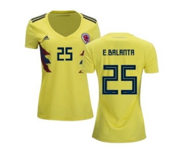 Women Colombia #25 E.Balanta Home Soccer Country Jersey