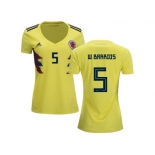 Women Colombia #5 W.Barrios Home Soccer Country Jersey