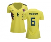 Women Colombia #6 C.Sanchez Home Soccer Country Jersey