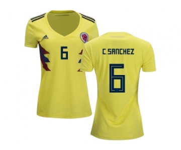 Women Colombia #6 C.Sanchez Home Soccer Country Jersey