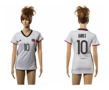 Women's Colombia #10 James Away Soccer Country Jersey