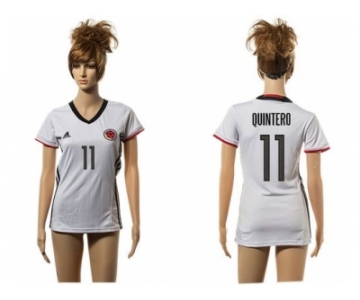 Women's Colombia #11 Quintero Away Soccer Country Jersey