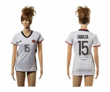 Women's Colombia #15 Sabalsa Away Soccer Country Jersey