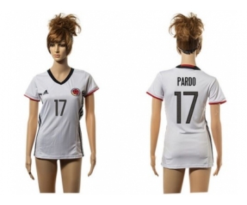 Women's Colombia #17 Pardo Away Soccer Country Jersey