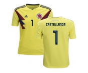 Colombia #1 Castellanos Home Kid Soccer Country Jersey