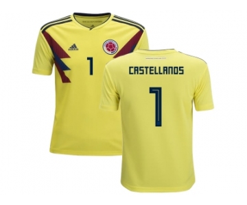 Colombia #1 Castellanos Home Kid Soccer Country Jersey