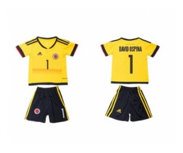 Colombia #1 David Ospina Home Kid Soccer Country Jersey