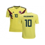 Colombia #10 Valderrama Home Kid Soccer Country Jerseys