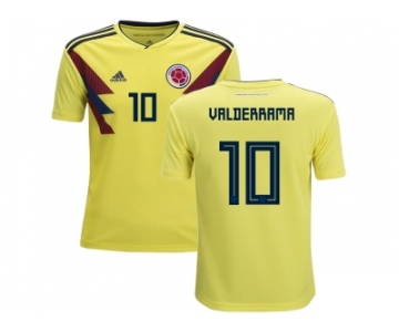 Colombia #10 Valderrama Home Kid Soccer Country Jerseys