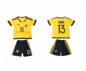 Colombia #13 Guarin Home Kid Soccer Country Jersey