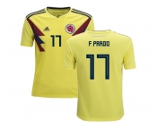 Colombia #17 F.Pardo Home Kid Soccer Country Jersey