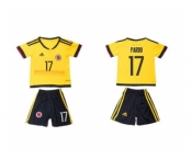 Colombia #17 Pardo Home Kid Soccer Country Jersey