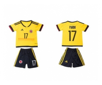 Colombia #17 Pardo Home Kid Soccer Country Jersey