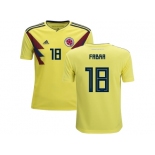 Colombia #18 Fabra Home Kid Soccer Country Jersey