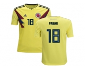 Colombia #18 Fabra Home Kid Soccer Country Jersey