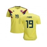 Colombia #19 F.Diaz Home Kid Soccer Country Jersey