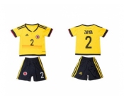 Colombia #2 Zapata Home Kid Soccer Country Jersey