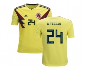 Colombia #24 W.Tesillo Home Kid Soccer Country Jersey