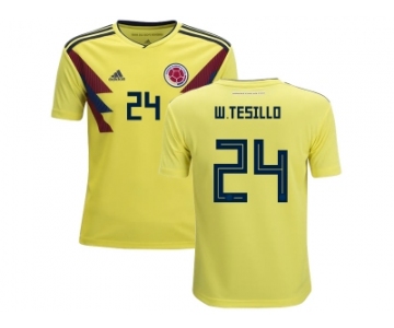 Colombia #24 W.Tesillo Home Kid Soccer Country Jersey