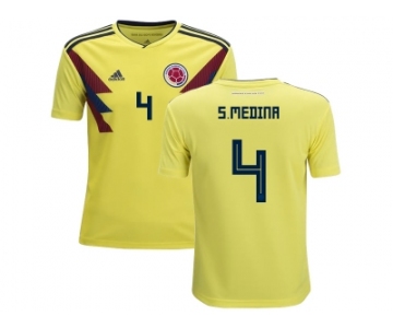 Colombia #4 S.Medina Home Kid Soccer Country Jersey