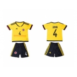 Colombia #4 Zapata Home Kid Soccer Country Jersey