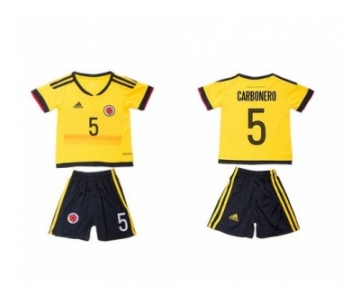 Colombia #5 Carbonero Home Kid Soccer Country Jersey