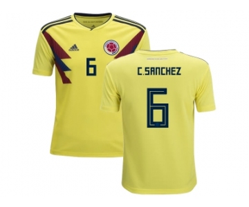 Colombia #6 C.Sanchez Home Kid Soccer Country Jersey