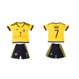 Colombia #7 Bacca Home Kid Soccer Country Jersey