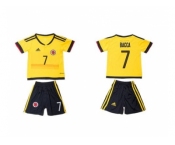 Colombia #7 Bacca Home Kid Soccer Country Jersey