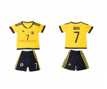 Colombia #7 Bacca Home Kid Soccer Country Jersey