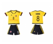 Colombia #8 Cardona Home Kid Soccer Country Jersey