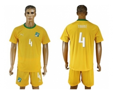 Cote dlvoire #4 Toure Home Soccer Country Jersey