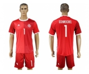 Danmark #1 Schmeichel Red Home Soccer Country Jersey