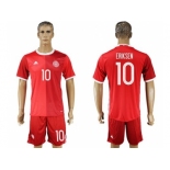 Danmark #10 Eriksen Red Home Soccer Country Jersey