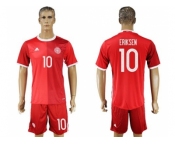 Danmark #10 Eriksen Red Home Soccer Country Jersey