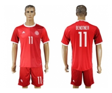 Danmark #11 Bendtner Red Home Soccer Country Jersey