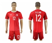 Danmark #12 Bjelland Red Home Soccer Country Jersey