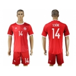 Danmark #14 Schone Red Home Soccer Country Jersey