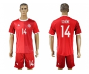 Danmark #14 Schone Red Home Soccer Country Jersey