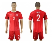 Danmark #2 Wass Red Home Soccer Country Jersey