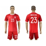 Danmark #23 Mikkelsen Red Home Soccer Country Jersey